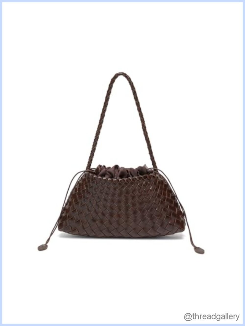 Woven Vegan Leather Hobo Shoulder Bag Drawstring Underarm Purse